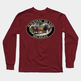 Horse and Carriage in Historic Mackinac Island, Michigan Long Sleeve T-Shirt